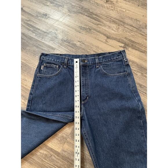 Carhartt FR Jeans Mens 36x34 Blue Denim HRC3 FRB 160 DNM Work Dark - Picture 3 of 7